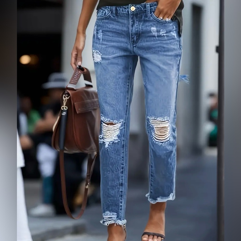 Distressed Blue Jeans for Women